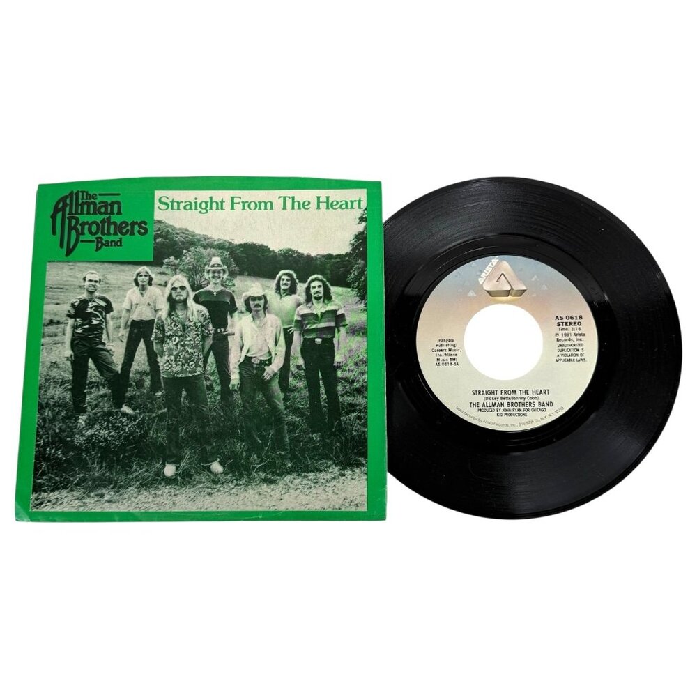 The Allman Brothers Band 45 RPM Vinyl Straight‎ From The Heart Picture Sleeve 7”